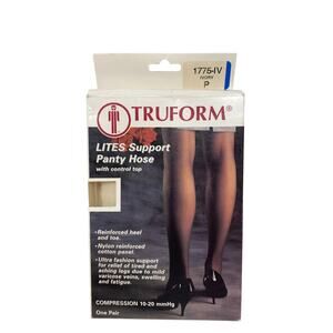 Truform Lites Support Panty Hose Compression Ivory Size P 1775-IV Control Top